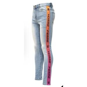 NWT‎ HOMME + FEMME TESLA DENIM ORANGE/PINK GRADIENT SKINNY JEANS SZ 36